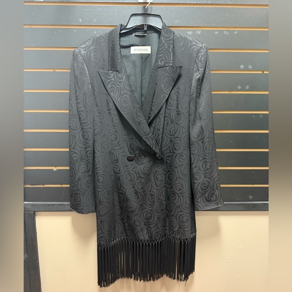 Sportmax by Max Mara Black Fringed Jacquard Jacket – Made in Italy – Size 10